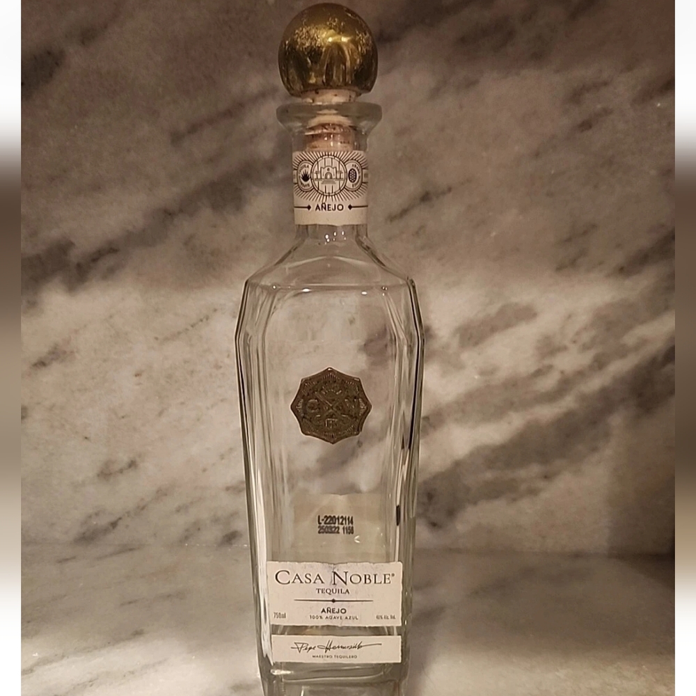 Casa Noble Añejo Tequila Bottle - Clear with Gold Accents Empty Bottle